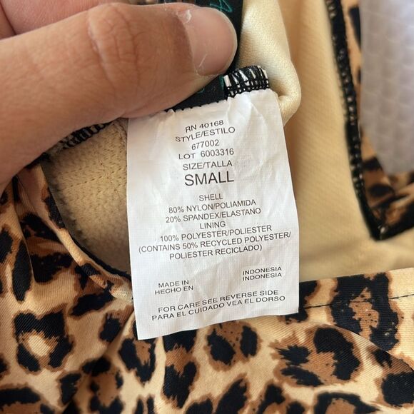 Aqua Green Leopard Print One Piece Swimsuit Size Small - Picture 4 of 12